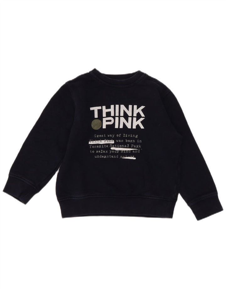 Think Pink Sweatshirt-Pullover mit Grafik für Jungen, reguläre Passform, 4–5 Jahre, Marineblau