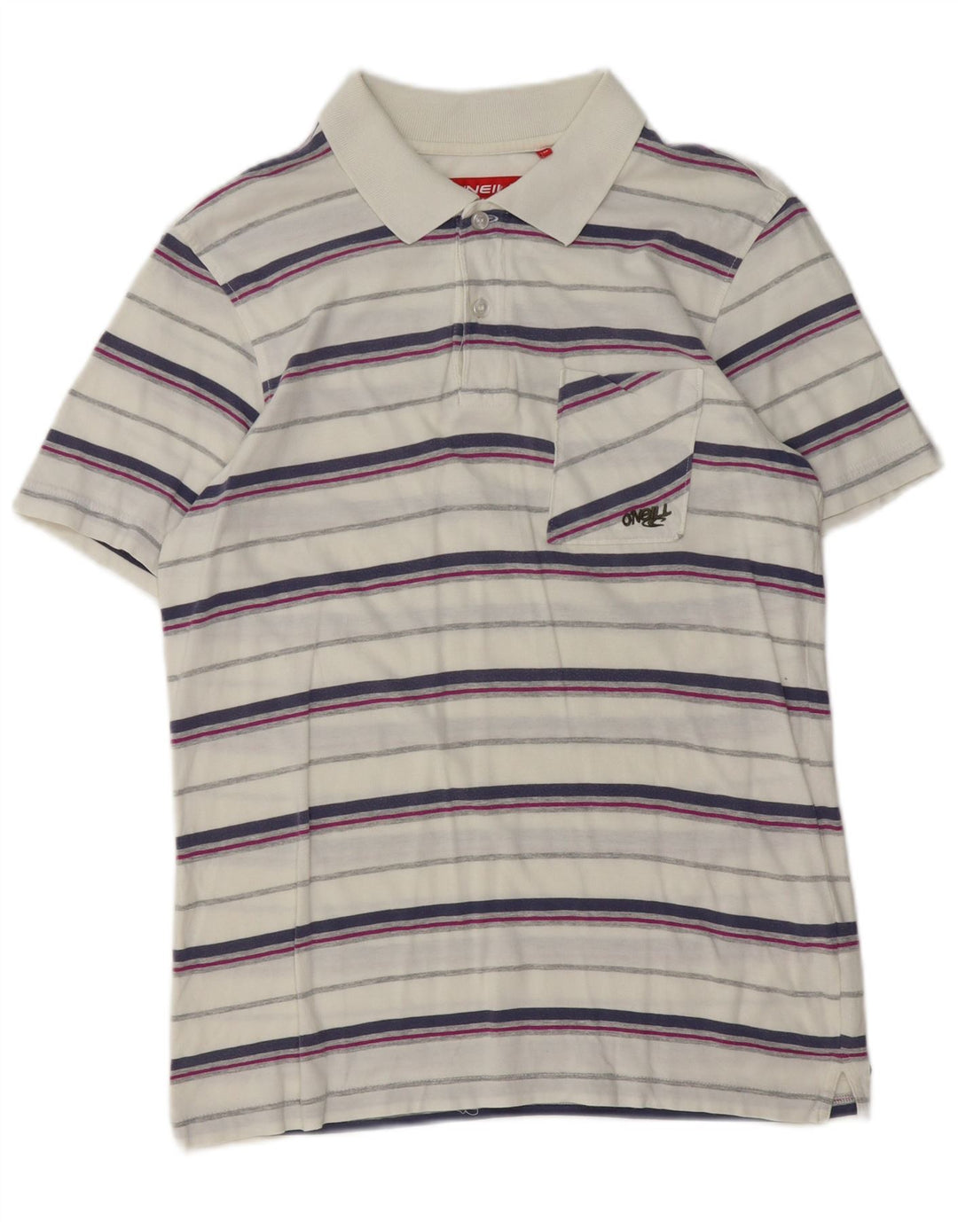 O'Neill Herren-Poloshirt aus mittelweiß gestreifter Baumwolle