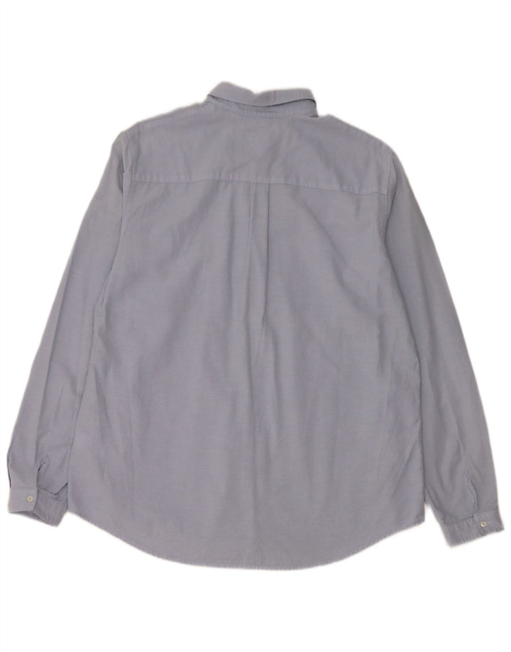 TOMMY HILFIGER Damen-Hemd mit normaler Passform, US 10, große blaue Baumwolle