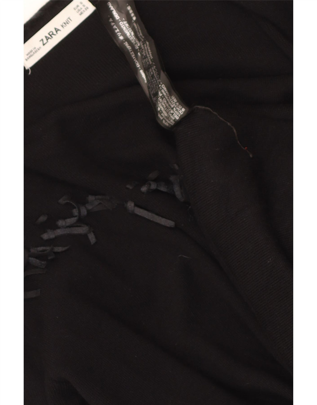 Zara Damen Asymmetrischer offener Cardigan-Pullover UK 10 Small Schwarz Polyester