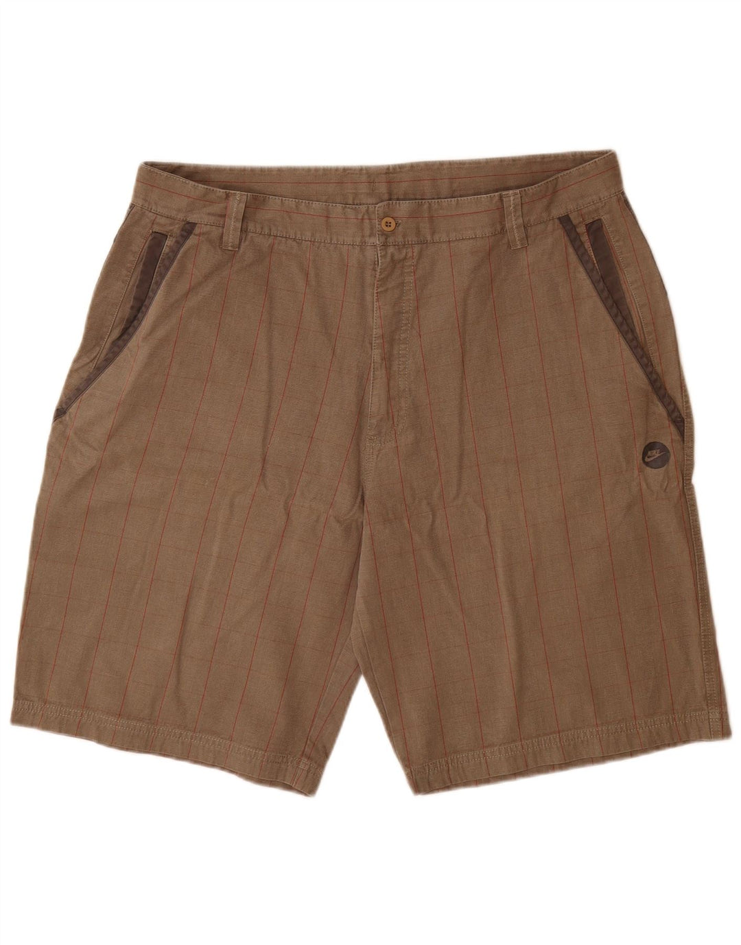 Nike Herren Cargo Shorts XL W38 Grau karierte Baumwolle