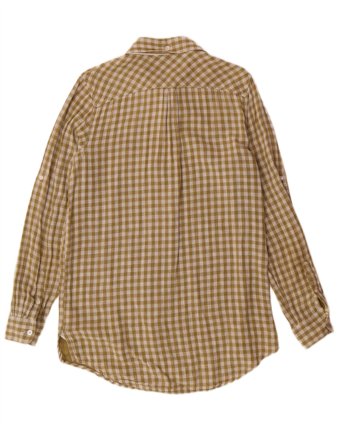 TOMMY HILFIGER Damen Longline-Hemd US 8 Mittelgrüne Gingham-Baumwolle