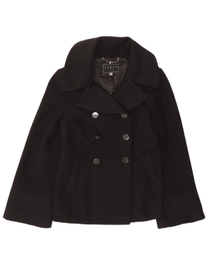 Coast Damen Pea Coat UK 10 Small Schwarze Wolle