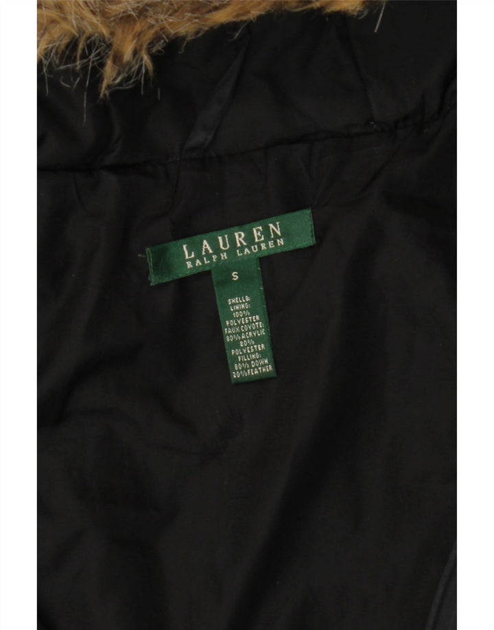 Ralph Lauren Wattierte Damenjacke mit Kapuze, UK 10, Größe S, Schwarz, Polyester