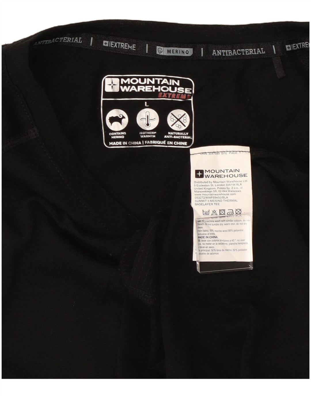 Mountain Warehouse Herren-T-Shirt-Oberteil, große schwarze Wolle