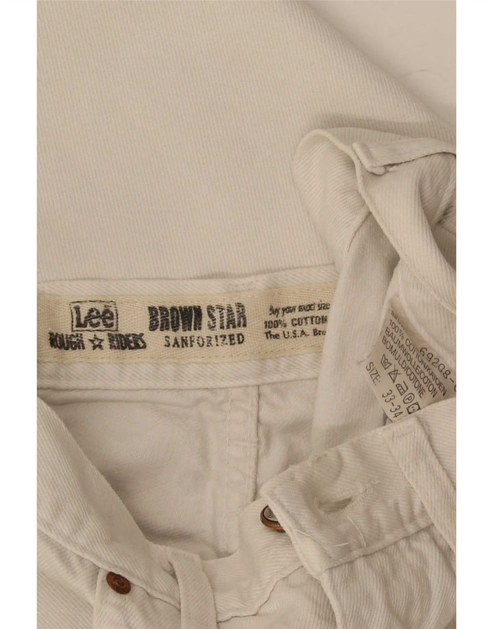 Lee Herren Riders Cropped Jeans W33 L24 Weiße Baumwolle