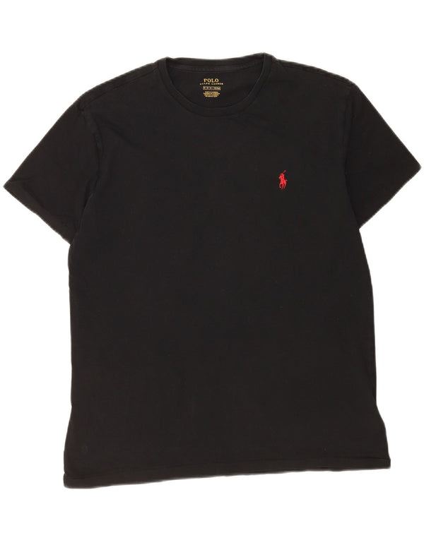 Polo Ralph Lauren Herren-T-Shirt-Oberteil aus mittelschwarzer Baumwolle