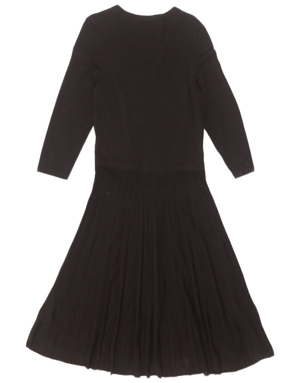 Hugo Boss Damen-Pulloverkleid mit 3/4-Ärmeln, UK 14, Größe L, schwarze Viskose