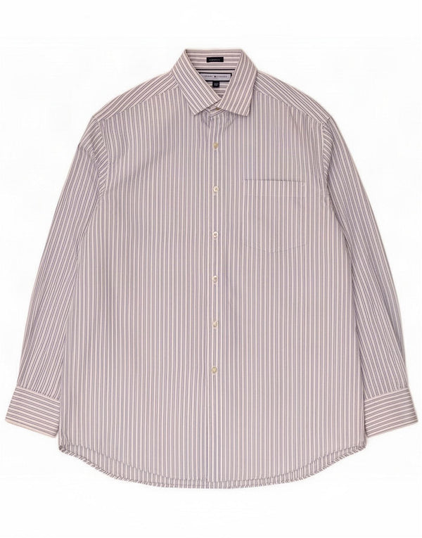 Tommy Hilfiger Herren-Hemd mit normaler Passform, mittelblau gestreift, Baumwolle