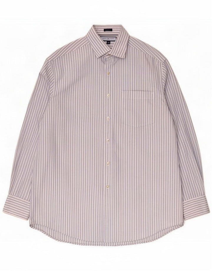 Tommy Hilfiger Herren-Hemd mit normaler Passform, mittelblau gestreift, Baumwolle