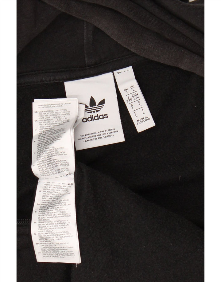 ADIDAS Herren-Kapuzenpullover mit Reißverschluss, groß, schwarze Baumwolle