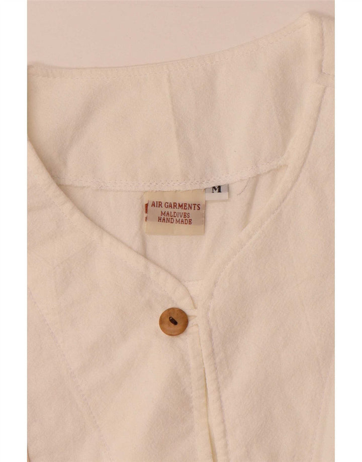 Vintage Herren handgemachtes Kurzarm-Pullovershirt Mittelweiß Geometrisch