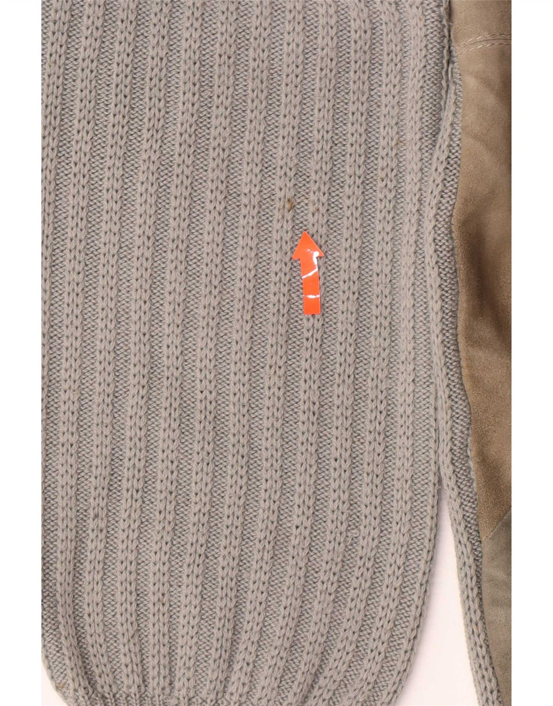 Vintage Herren-Pullover mit Rundhalsausschnitt, große graue Colourblock-Wolle