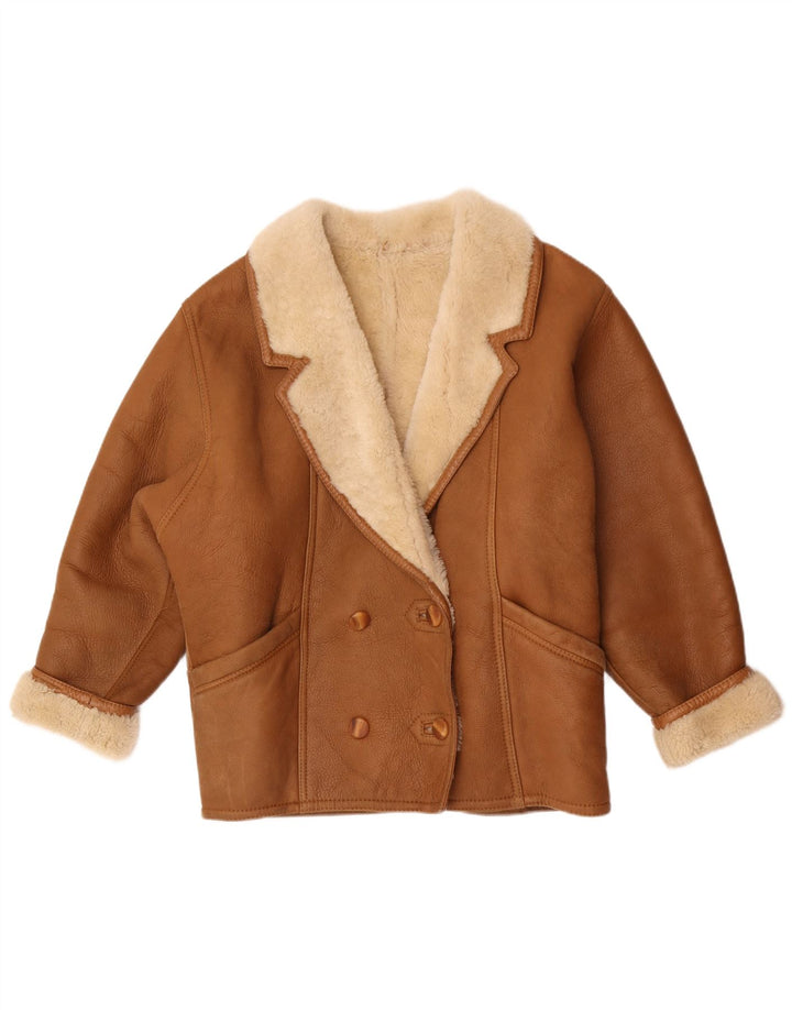 Vintage Damen Shearling Jacke UK 18 XL Braun