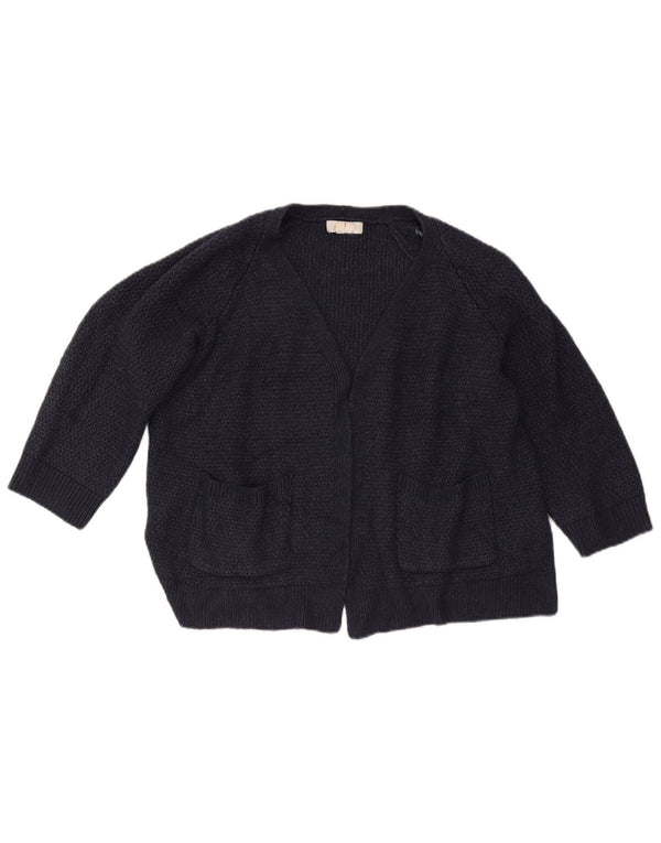 Fat Face Damen Crop 3/4 Ärmel offener Cardigan Pullover UK 16 Large Marineblau