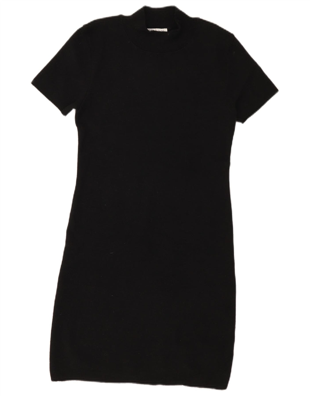 Zara Damen T-Shirt-Kleid UK 14 Large Schwarz Polyester
