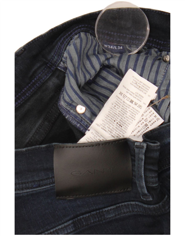 Gant Herren Slim Jeans W34 L34 Marineblaue Baumwolle