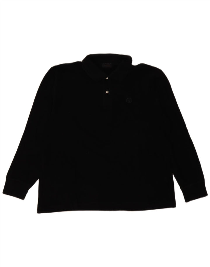 Sergio Tacchini Herren Langarm-Poloshirt IT 50 Mittelschwarze Baumwolle