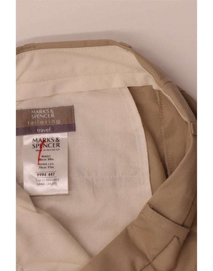 Gerade Herren-Chinohose von Marks & Spencer, W34, L31, Beige, Polyester