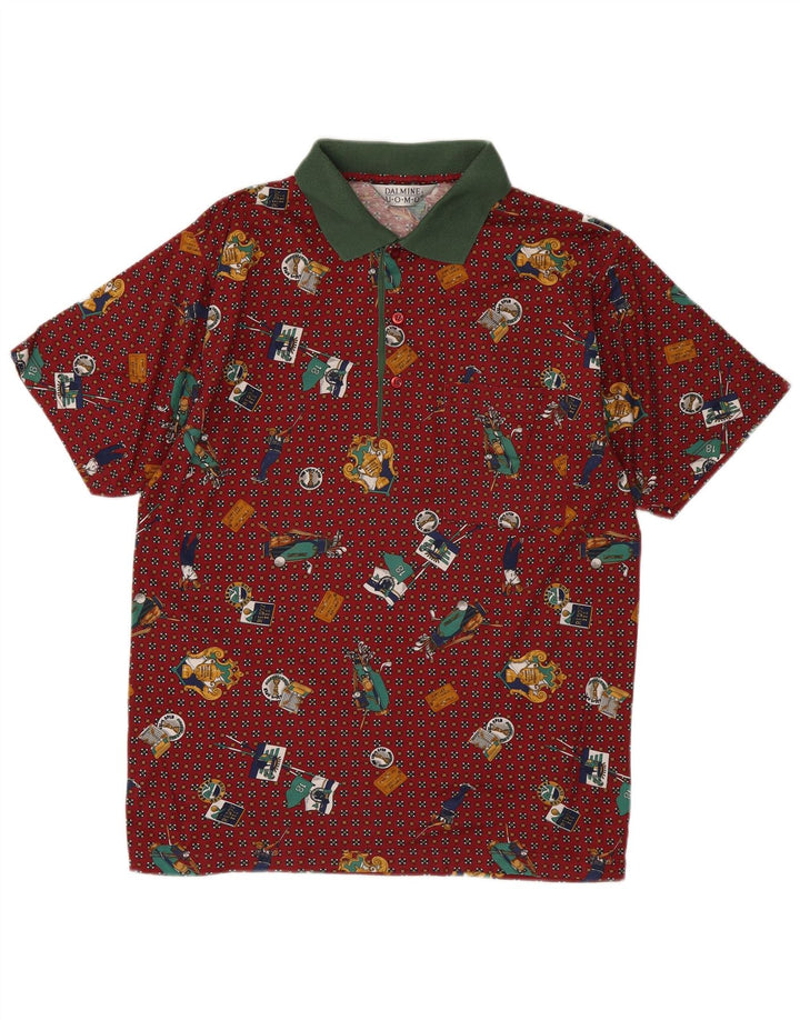 DALMINE Herren-Poloshirt mit abstraktem Muster, Größe 48, mittelbraun gefleckt