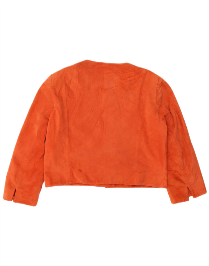 Conbipel Damen Crop Wildlederjacke mit 3/4-Ärmeln IT 44 Mitteloranges Leder