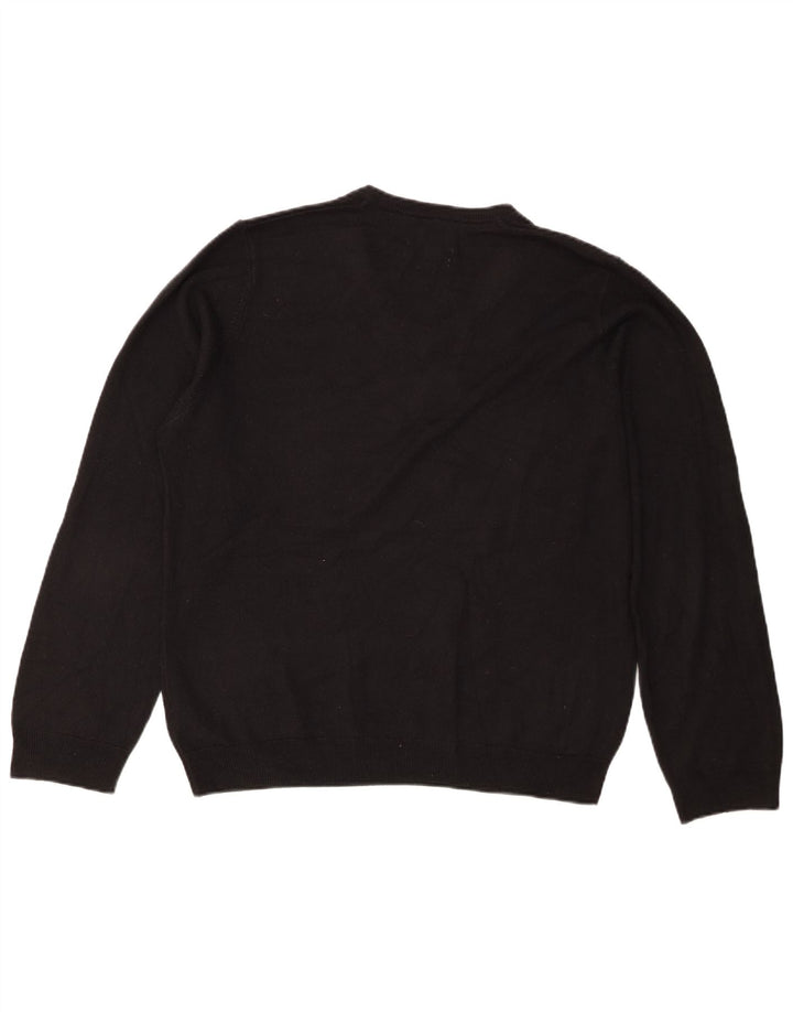 Marks & Spencer Herren-Pullover mit normaler Passform und V-Ausschnitt, Größe L, aus schwarzem Acryl
