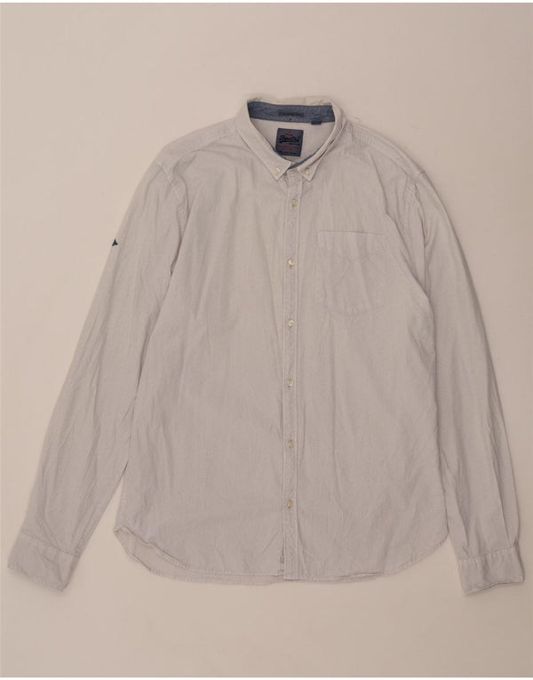Superdry Herren-Hemd 2XL aus grau gefleckter Baumwolle