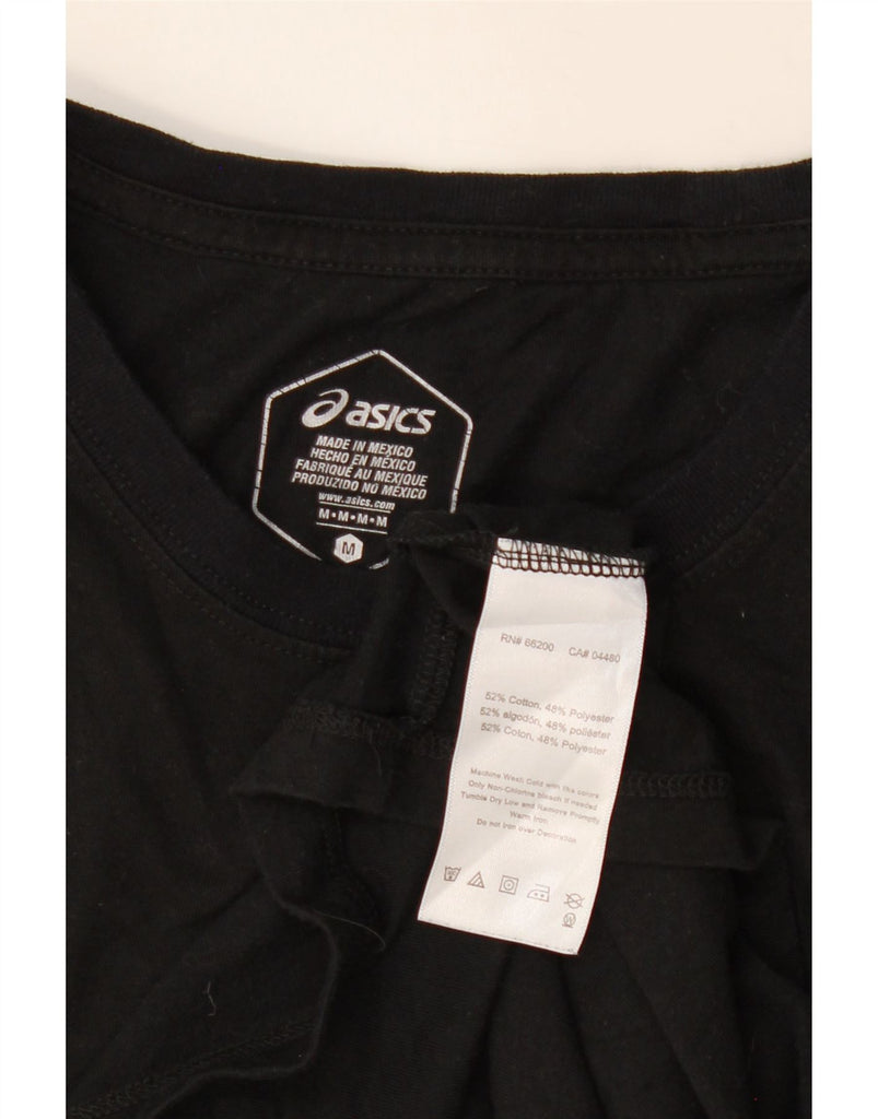 ASICS Womens Graphic T-Shirt Top UK 12 Medium Black Cotton Vintage Asics and Second-Hand Asics from Messina Hembry 