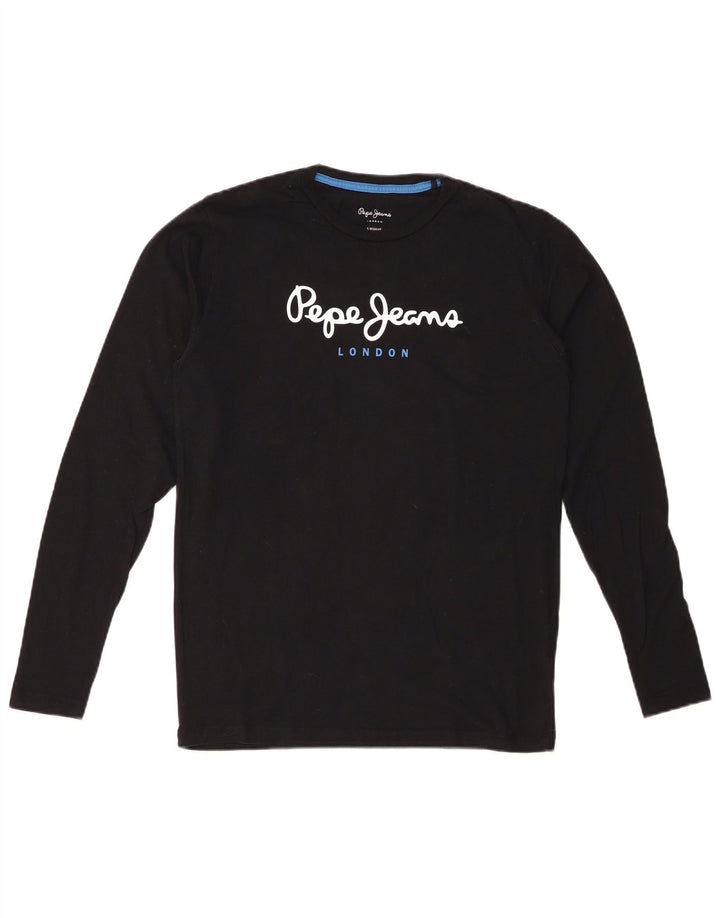 PEPE JEANS Herren-Grafik-Top, langärmelig, Größe S, Schwarz