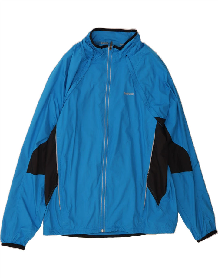 REEBOK Mens Tracksuit Top Jacket XL Blue Colourblock Polyester Vintage Reebok and Second-Hand Reebok from Messina Hembry 