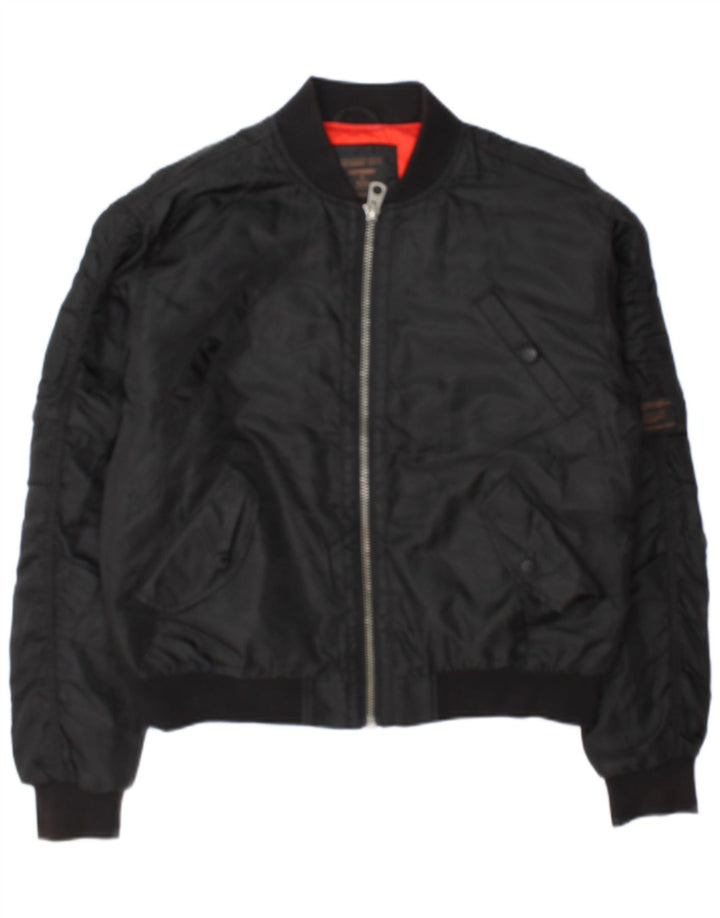 Superdry Damen Bomberjacke UK 12 Mittelschwarzes Polyester