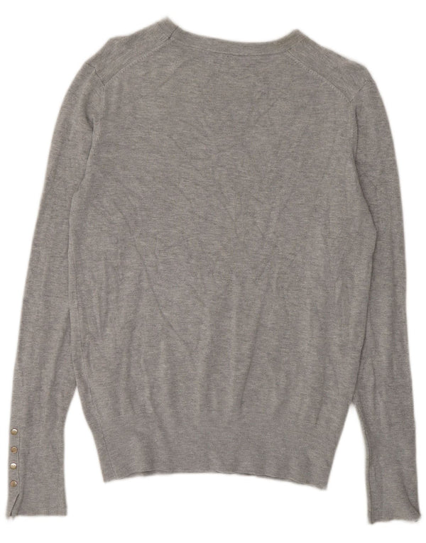 Zara Damen-Pullover mit U-Boot-Ausschnitt, Gr. 44, groß, grau gefleckte Viskose