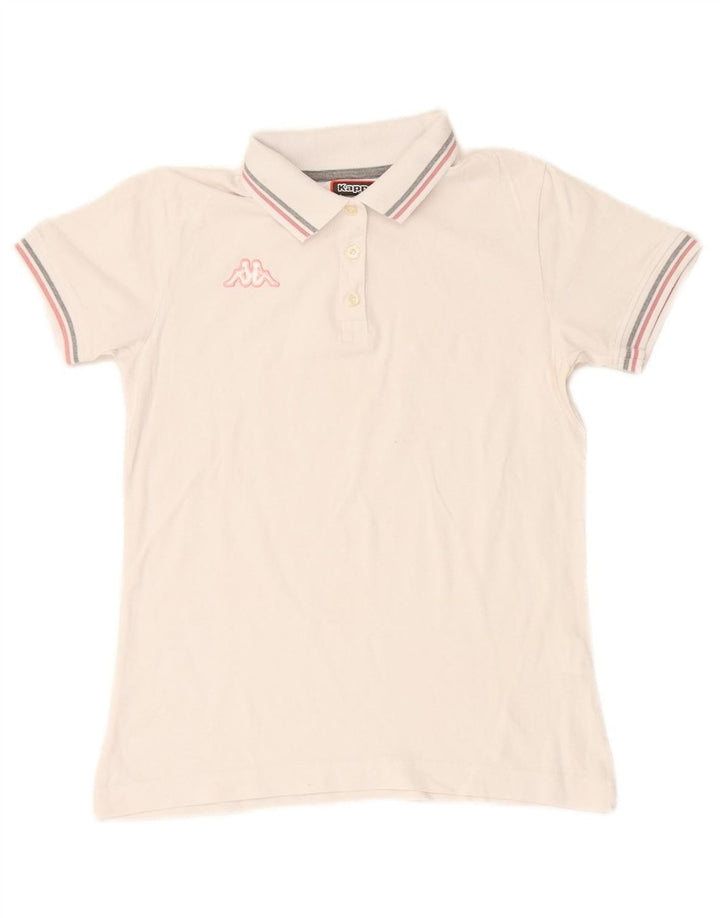 KAPPA Womens Polo Shirt UK 14 Large White Cotton