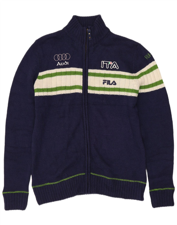 Fila Herren-Strickjacke, mittelgroßes Marineblau, Farbblock-Acryl