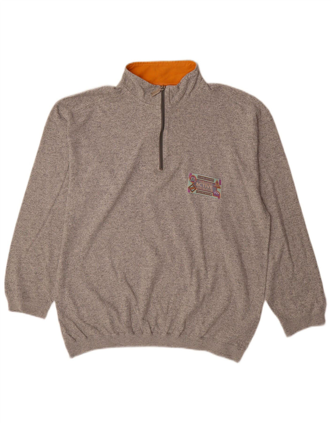 Active Herren-Sweatshirt mit Reißverschluss am Hals, mittelgraue Baumwolle