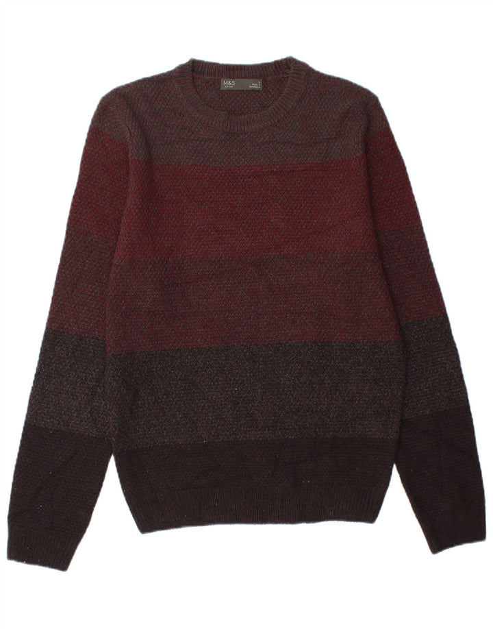 Marks & Spencer Herren-Pullover mit Rundhalsausschnitt, klein, mehrfarbig, gestreift