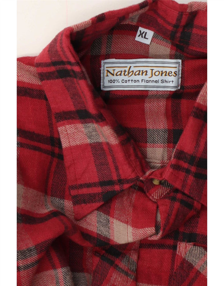 Nathan Jones Herren-Flanellhemd XL, rot kariert, Baumwolle