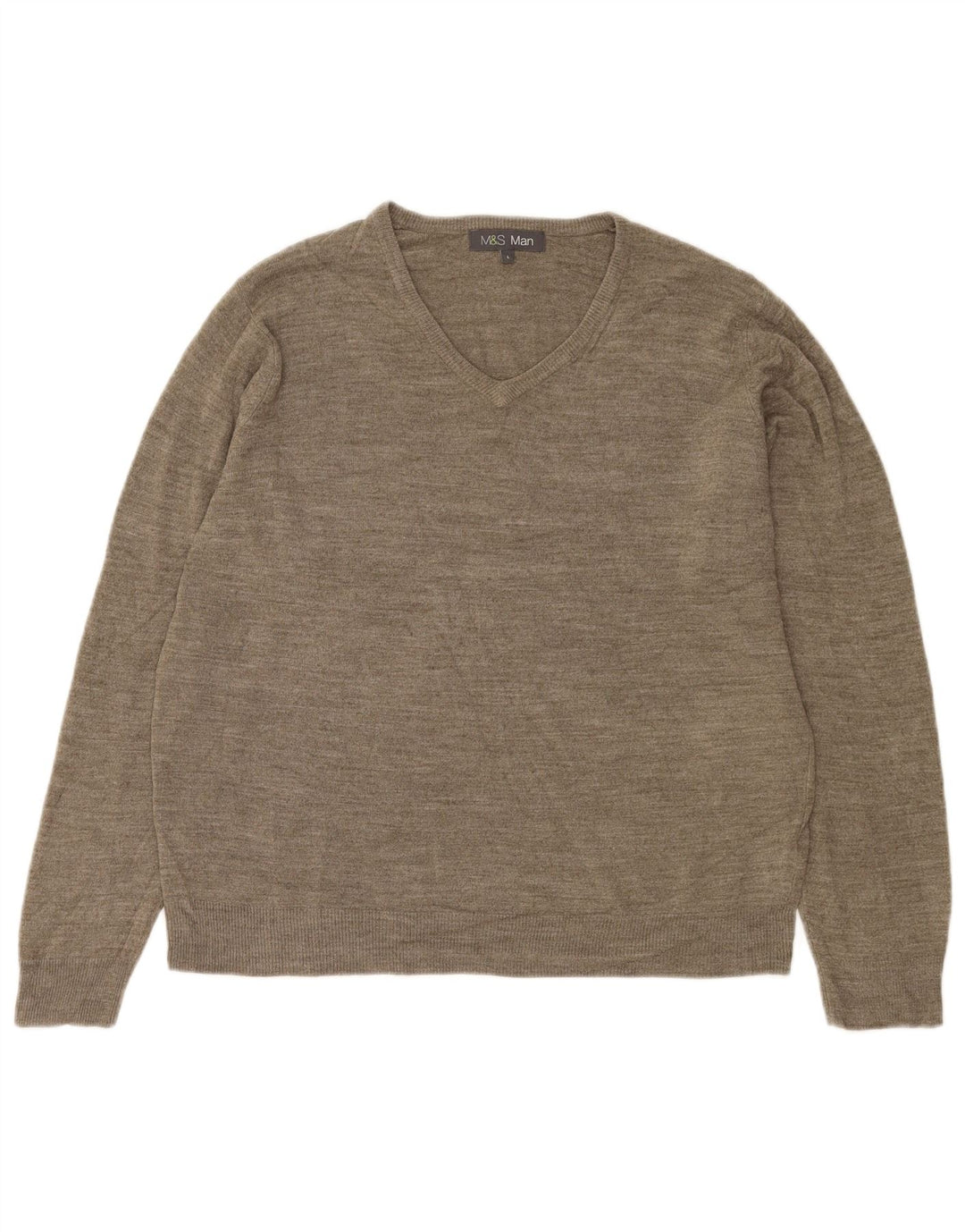 Marks & Spencer Herren-Pullover mit V-Ausschnitt, großes, grau meliertes Acryl