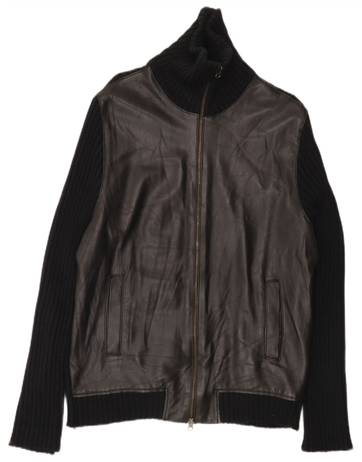 Zara Herren-Strickjacke, groß, aus schwarzer Baumwolle