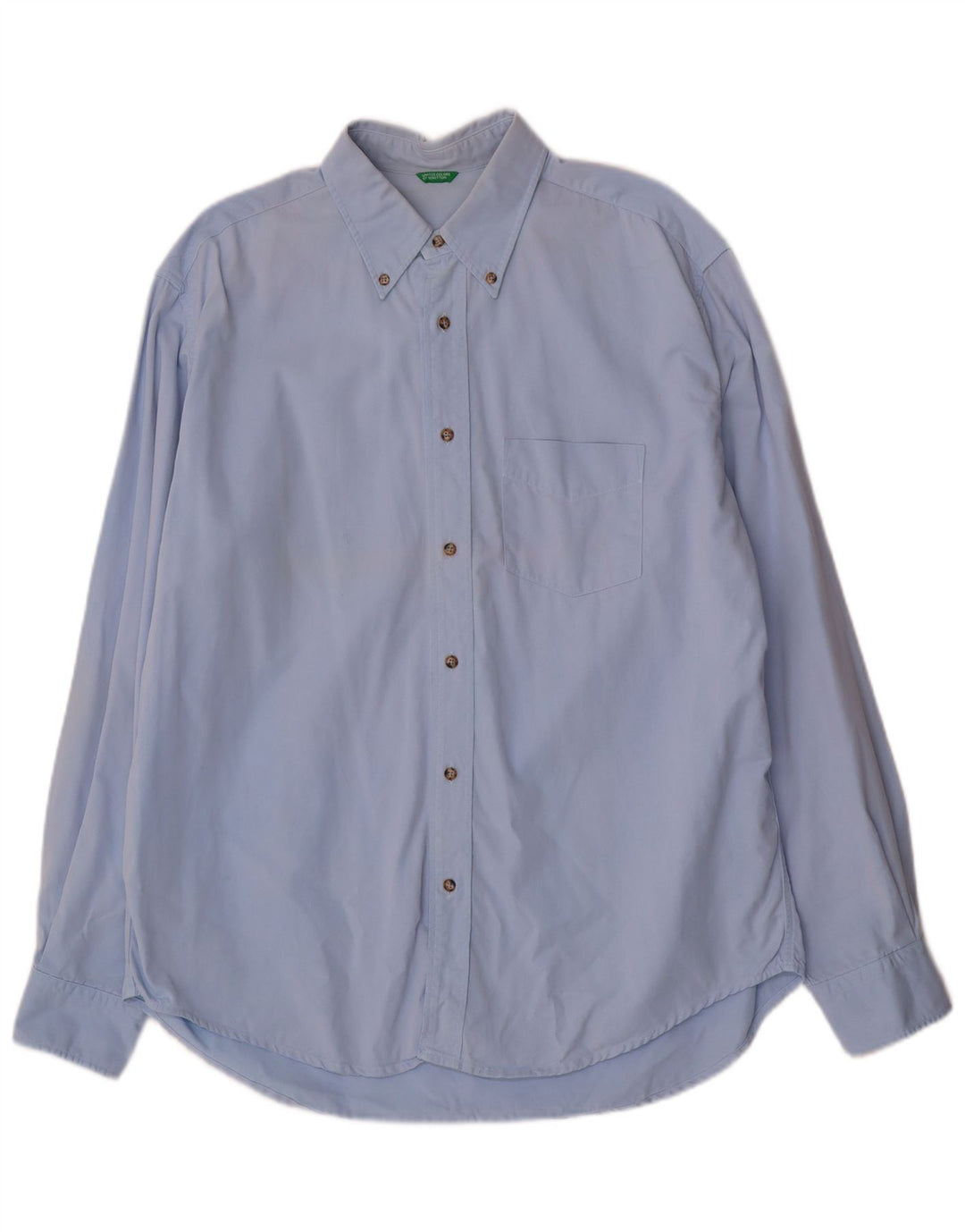 Benetton Herrenhemd XL, blaue Baumwolle