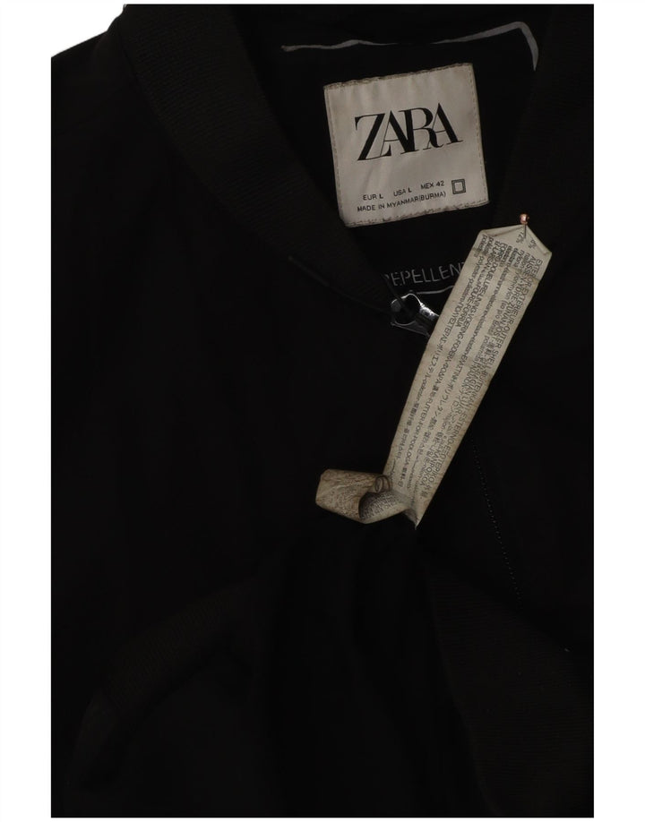 Zara Herren Bomberjacke UK 40 Large Schwarz Nylon