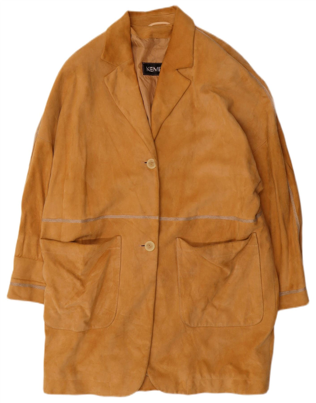 KEMPER Damen Übergroßer Wildledermantel EU 40 Mittelbraunes Leder