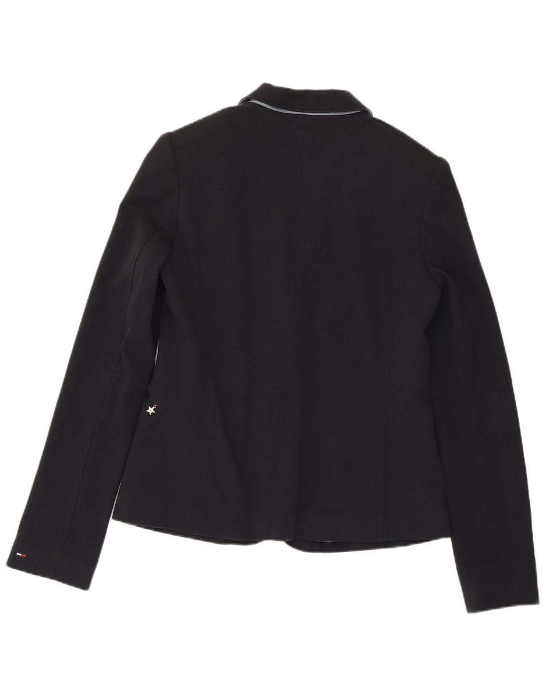 TOMMY HILFIGER Damen 1-Knopf-Blazerjacke UK 14 Große marineblaue Baumwolle