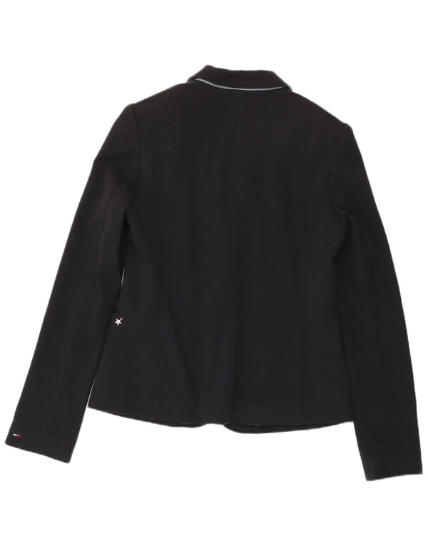 TOMMY HILFIGER Damen 1-Knopf-Blazerjacke UK 14 Große marineblaue Baumwolle