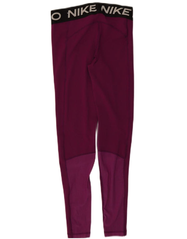 Nike Damen Dri Fit Graphic Leggings UK 8 Small Lila Farbblock