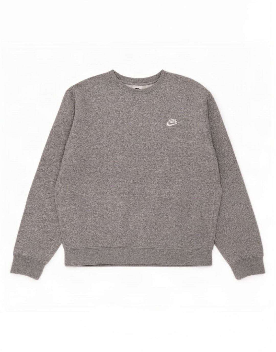 Nike Herren-Sweatshirt-Pullover aus mittelgrau gefleckter Baumwolle