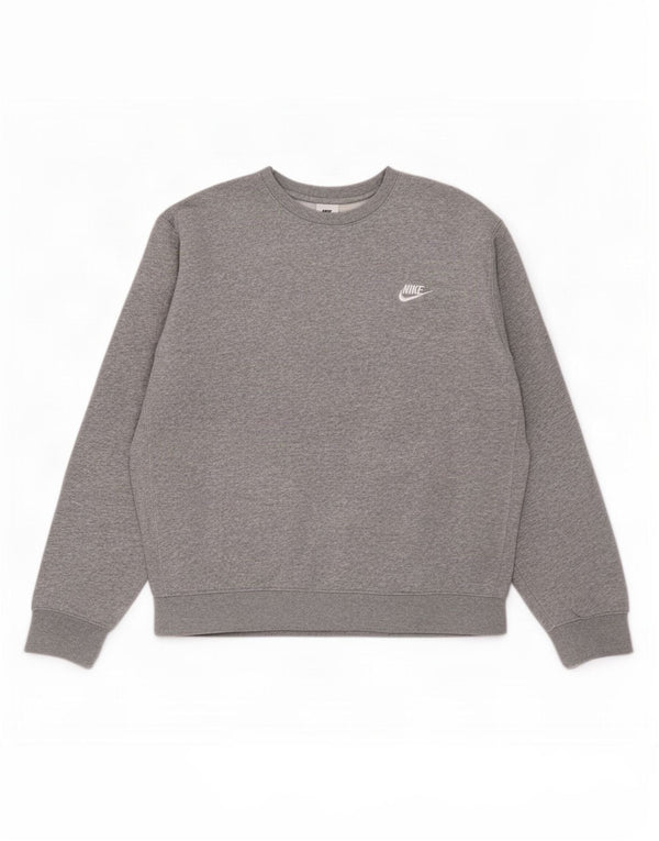 Nike Herren-Sweatshirt-Pullover aus mittelgrau gefleckter Baumwolle