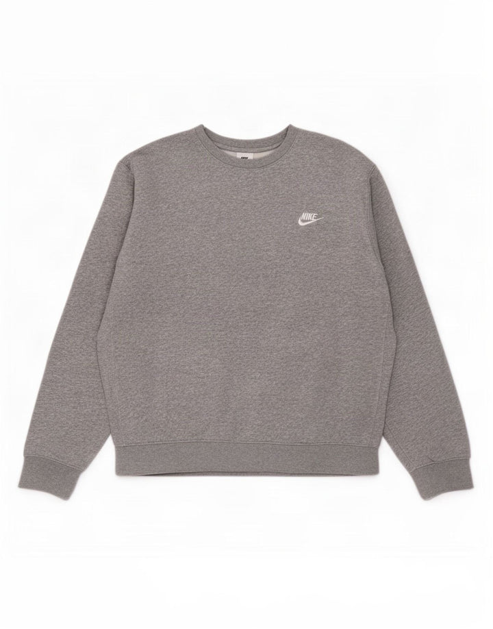 Nike Herren-Sweatshirt-Pullover aus mittelgrau gefleckter Baumwolle