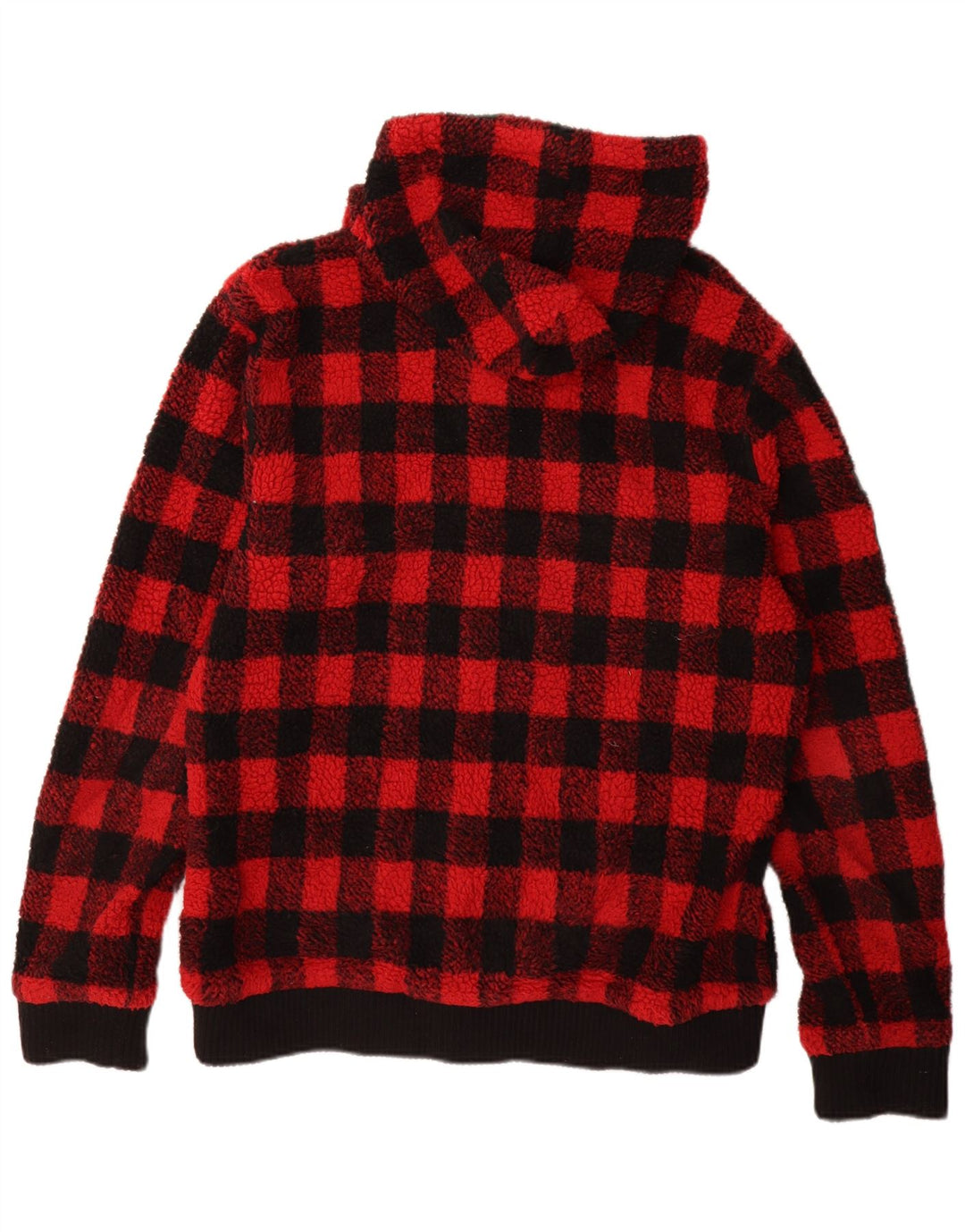 Superdry Herren-Fleecejacke mit Kapuze, UK 44 2XL, rotes Gingham-Polyester