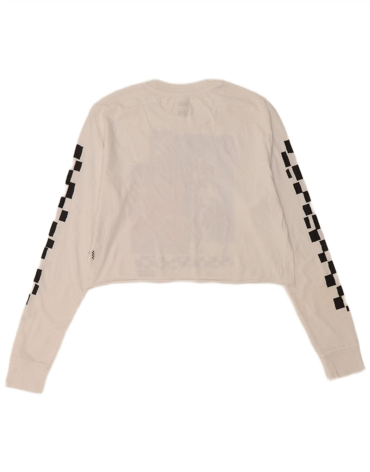 VANS Damen Crop Graphic Top Langarm UK 6 XS Weiß